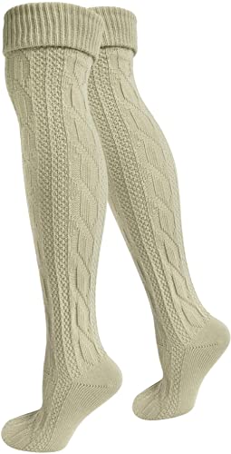 normani 2 x Traditionelle Bayrische Trachtensocken Lange Trachten Socken Strümpfe 80cm Farbe Natur Größe 43/46 von normani