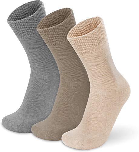 normani 3 Paar Alpaka-Vollplüsch Socken Wintersocken Wollsocken mit extra weichem Gummibund für Damen und Herren Farbe Grau/Braun/Beige Größe 39-42 von normani