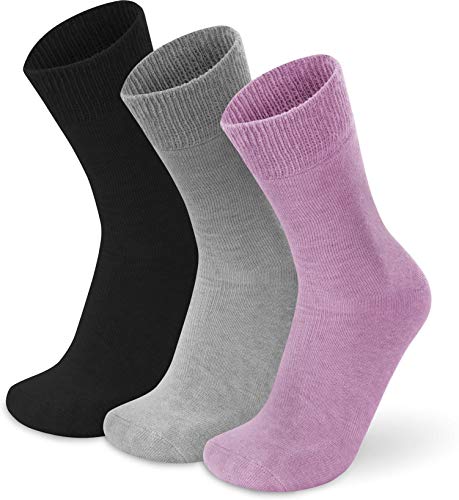 normani 3 Paar Alpaka-Vollplüsch Wintersocken mit extra weichem Gummibund für Damen und Herren Farbe Pink/Grau/Schwarz Größe 39-42 von normani