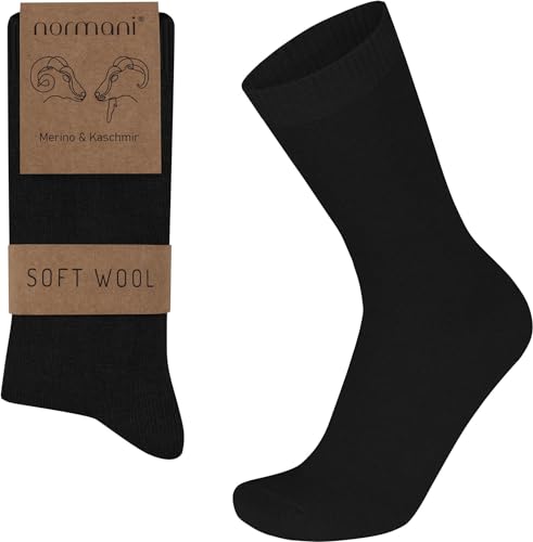 normani 3 Paar Socken aus Cashmere und Merinowolle mit Komfortbund ohne einschneiden für EIN hautfreundliches Tragegefühl Damen und Herren Farbe Schwarz Größe 43-46 von normani