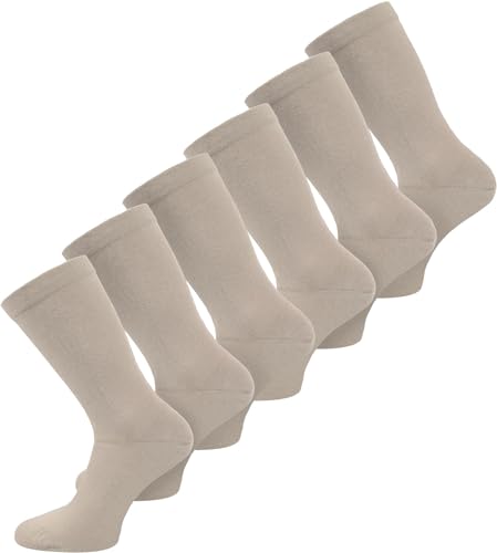 normani 3 Paar Komfort-Socken ohne Gummi für Diabetiker, Diabetikerstrümpfefür Problemfüße, Wasserbeine, Elefantenfüße Farbe 6 Paar Beige Größe 39-42 von normani