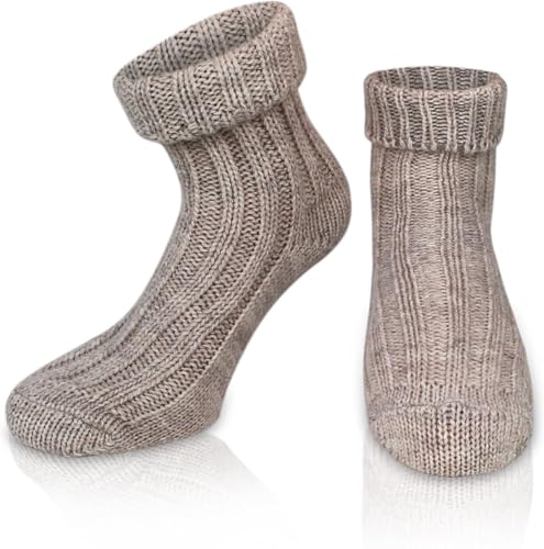 normani 4 Paar Alpaka Wollsocken für Damen und Herren mit hohem Wollanteil, waschmaschinenfest Farbe Braun Größe 43-46 von normani