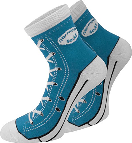 normani 4 Paar Baumwoll Socken im Schuh - Design Farbe Dunkelblau Größe 39/42 von normani