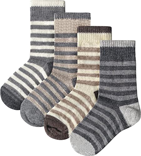 normani 4 Paar Kinder Alpaka-Socken perfekte Passform, wärmeschutz, atmungsaktiv, angenehmes Tragegefühl Größe 23-26 von normani