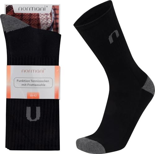 normani 4 Paar Tennissocken Trainingssocken Sportsocken Crew Socks Schwarz/Anthrazit Größe 47-50 von normani