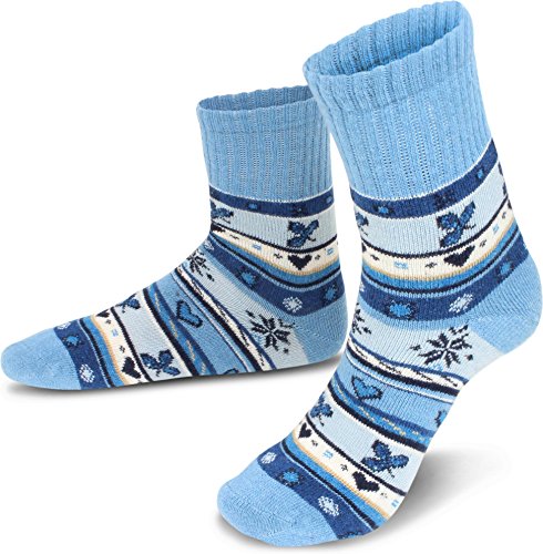 normani 4 Paar warme und kuschelige Wintersocken für Damen mit weichen Modalfasern Farbe Hellblau Größe 35-38 - 4 Paar von normani