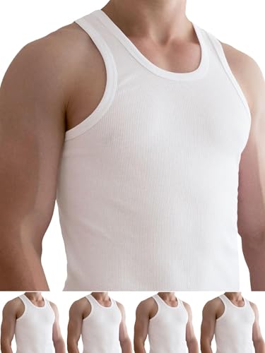 normani 5 x Original Tank Top Herren Unterhemd Doppelripp Weiss - Sportjacke - 100% gekaemmte Baumwolle - Einlaufvorbehandelt Größe 8=L normani 5 x Original Tank Top Herren Unterhemd Doppelripp Weiss - Sportjacke - 100% gekaemmte Baumwolle - Einlaufvorbehandelt Größe 8=L von normani
