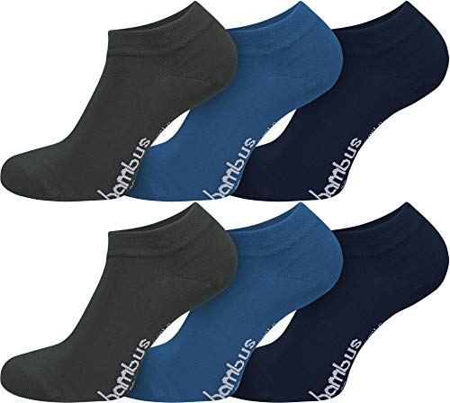 normani 6 Paar Bambus Sneaker Socken in verschiedenen Designs - weiches Material Farbe Anthrazit/Blau/Marine Größe 39/42 von normani