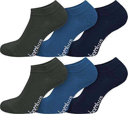 normani 6 Paar Bambus Sneaker Socken in verschiedenen Designs - weiches Material Farbe Anthrazit/Blau/Marine Größe 43/46 von normani