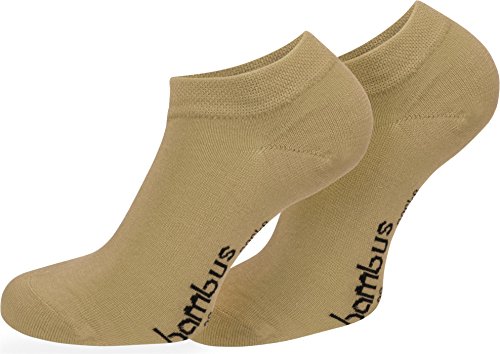 normani 6 Paar Bambus Sneaker Socken in verschiedenen Designs - weiches Material Farbe Beige Größe 35/38 von normani