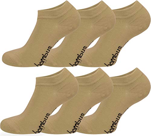 normani 6 Paar Bambus Sneaker Socken in verschiedenen Designs - weiches Material Farbe Beige Größe 39/42 von normani