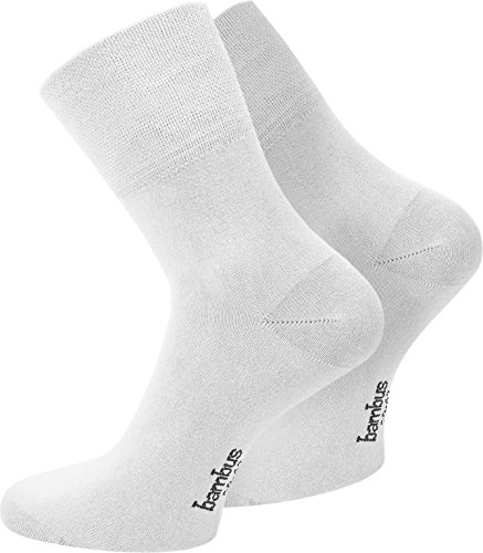 normani 6 Paar Bambus Socken Kurzschaft mit Piguebund ohne einschneiden Antibakteriell gegen Schweißfüße Farbe Weiß Größe 39/42 von normani