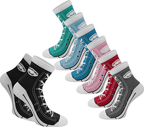 normani 6 Paar Socken im Basketballschuh-Design mit vielen aufgedruckten Details Farbe Smaragd Größe 43/46 von normani