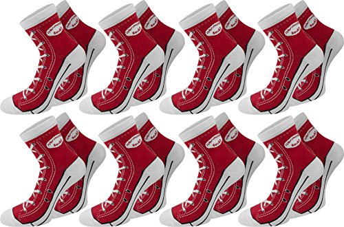 normani 6 Paar Socken im Schuh-Design mit vielen originalgetreuen Details Farbe Rot Größe 39/42 von normani