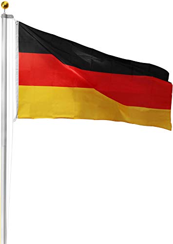 normani Aluminium Fahnenmast 6,20 6,80 oder 7,50 Meter Höhe inkl. Deutschlandfahne mit Adler oder Österreich 90x150 Farbe Deutschland Größe 9.0 Meter von normani