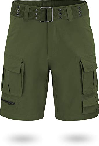normani BDU Ranger Shorts Kurze Sommerhose Bermuda mit Vintage Gürtel aus umweltfreundlicher Bio-Baumwolle Farbe Oliv Größe S normani BDU Ranger Shorts Kurze Sommerhose Bermuda mit Vintage Gürtel aus umweltfreundlicher Bio-Baumwolle Farbe Oliv Größe S von normani