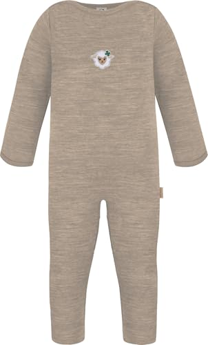 normani Baby Kinder Merino Winter Overall mit Knopf Strampler aus Wolle Strampleranzug Langarm Einteiler Bodysuit aus Merinowolle für Junge und Mädchen Farbe Beige Größe 86 von normani