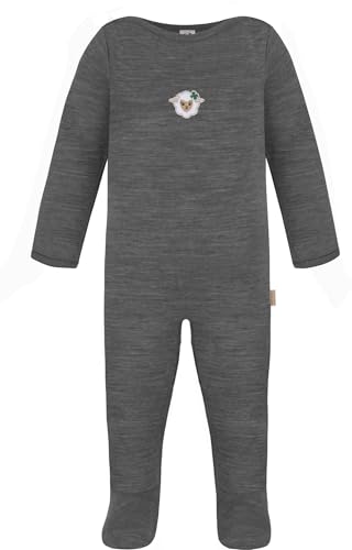 normani Baby Kinder Strampler mit Füßen - Unisex Langarm Bodysuit Schlafanzug Einteiler Schlafstrampler aus 100% Merinowolle für Junge und Mädchen - Oeko-Tex Standard 100 Farbe Anthrazit Größe 86 normani Baby Kinder Strampler mit Füßen - Unisex Langarm Bodysuit Schlafanzug Einteiler Schlafstrampler aus 100% Merinowolle für Junge und Mädchen - Oeko-Tex Standard 100 Farbe Anthrazit Größe 86 von normani