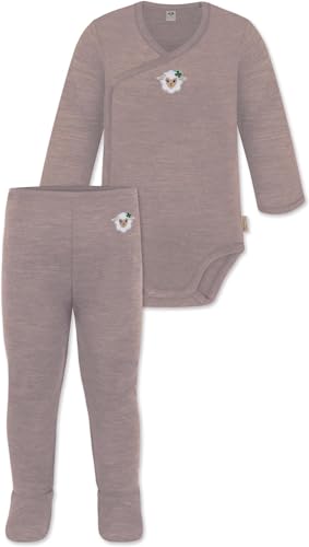 normani Baby Merino Winterset Wickelbody Baby Body und Merino Hose mit Fuß - Wickelset Stramplerset Baby Schlafanzug Schlafstrampler Schlafoverall Baby-Overall Farbe Rosa Größe 62 von normani