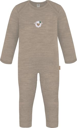 normani Baby Winter Strampler Merino Overall ohne Füße - Unisex Schlafanzug Schlafstrampler Einteiler aus 100% Merinowolle Farbe Beige Größe 86 von normani