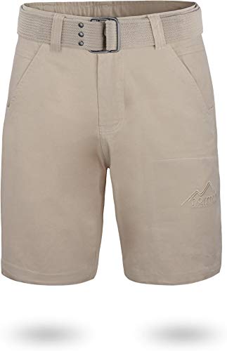 normani Chino Shorts Sommer Bermuda mit Gürtel für Herren aus 100% Bio-Baumwolle - Regular Fit Farbe Khaki Größe S von normani