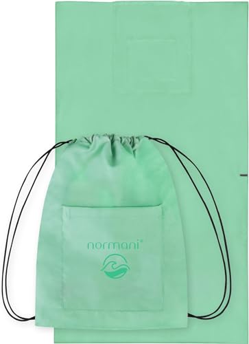 normani Cleveres Strandhandtuch mit Rucksackfunktion - Großes Badehandtuch aus Baumwolle - Handtuch zum Rucksack verwandeln (90x170 cm) Farbe Grün von normani