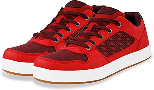 normani Cotton Canvas Herren Sneaker Halbschuhe mit Schnürsenkel Farbe Rot Größe 46 von normani