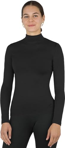 normani Damen Merino Pullover mit Stehkragen Rollkragenpullover aus Merinowolle - Winter Feinstrickpullover Wollpullover Langarmpullover mit Kragen - 100% Bio-Merinowolle Farbe Schwarz Größe XXL von normani