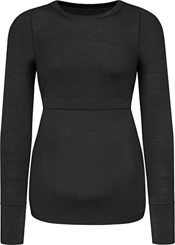 normani Damen Merino Umstands-Langarm-Shirt Stillshirt mit Rundhalsausschnitt - Schwangerschafts Oberteil Umstandspullover aus RWS zertifizierter Merinowolle und Elasthan Farbe Anthrazit Größe XXL normani Damen Merino Umstands-Langarm-Shirt Stillshirt mit Rundhalsausschnitt - Schwangerschafts Oberteil Umstandspullover aus RWS zertifizierter Merinowolle und Elasthan Farbe Anthrazit Größe XXL von normani
