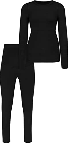normani Damen Merino Umstandsmode Unterwäsche-Set Garnitur Stillshirt Umstandspullover und Umstandshose aus RWS zertifizierter Merinowolle und Elasthan Farbe Schwarz Größe S normani Damen Merino Umstandsmode Unterwäsche-Set Garnitur Stillshirt Umstandspullover und Umstandshose aus RWS zertifizierter Merinowolle und Elasthan Farbe Schwarz Größe S von normani