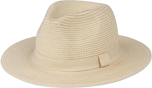 normani Damen Sonnenhut Strandhut mit großer Krempe - Sommerhut - Verstellbarer Strohhut mit Band und UV Schutz Farbe Panama Natur/Beige von normani