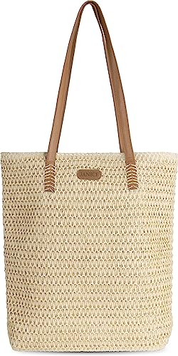 normani Damen Tragetasche aus Stroh - Sommerliche große Strandtasche Sommertasche Beach Bag mit Reißverschluss und 12 Liter Volumen 30x42x10 cm Farbe Natur normani Damen Tragetasche aus Stroh - Sommerliche große Strandtasche Sommertasche Beach Bag mit Reißverschluss und 12 Liter Volumen 30x42x10 cm Farbe Natur von normani