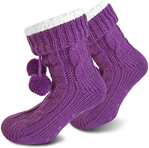 normani Damen warme Wintersocken - extra Dicke Haussocken mit Innenfell Teddyfutter und Antirutschsohle Hausschuhe Farbe Lila Größe 40/44 normani Damen warme Wintersocken - extra Dicke Haussocken mit Innenfell Teddyfutter und Antirutschsohle Hausschuhe Farbe Lila Größe 40/44 von normani