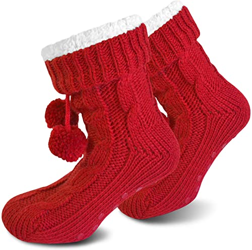 normani Damen warme Wintersocken - extra Dicke Haussocken mit Innenfell Teddyfutter und Antirutschsohle Hausschuhe Farbe Rot Größe 36/40 normani Damen warme Wintersocken - extra Dicke Haussocken mit Innenfell Teddyfutter und Antirutschsohle Hausschuhe Farbe Rot Größe 36/40 von normani