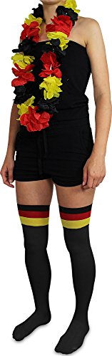 normani Deutschland Set für Frauen - Hawaii Kette und Deutschland Overknees Farbe Schwarz von normani