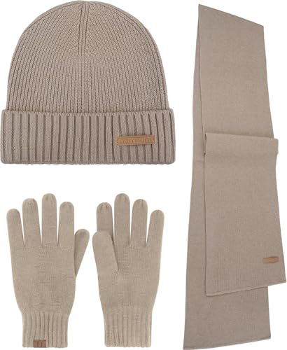normani Elegantes Winterset aus Merinowolle bestehend aus Mütze, Schal und Handschuhe für Herren und Damen Farbe Beige normani Elegantes Winterset aus Merinowolle bestehend aus Mütze, Schal und Handschuhe für Herren und Damen Farbe Beige von normani