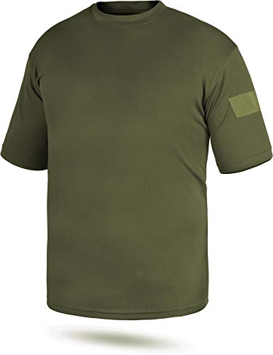 normani Funktions T-Shirt - atmungsaktives Freizeit Shirt mit Rundhalsausschnitt mit Klett-Patch auf dem Arm Farbe Oliv Größe 3XL von normani