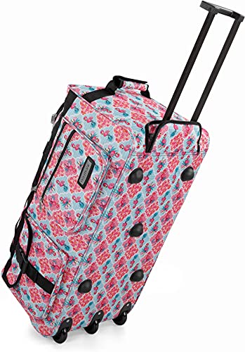 Geräumige und leichte Reise- und Sporttasche mit Trolleyfunktion | Reisetrolley mit Rollen Farbe Flamingo von normani
