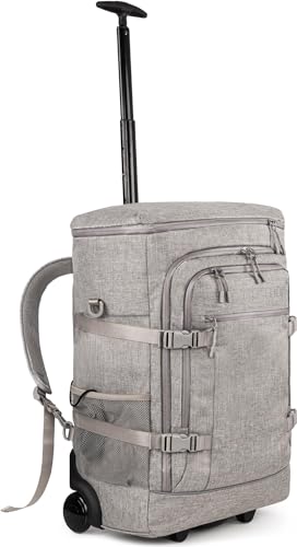 normani Handgepäck Reisetaschen-Rucksack Reiserucksack mit Trolleyfunktion mit Frontloader und Laptopfach Farbe Beige von normani