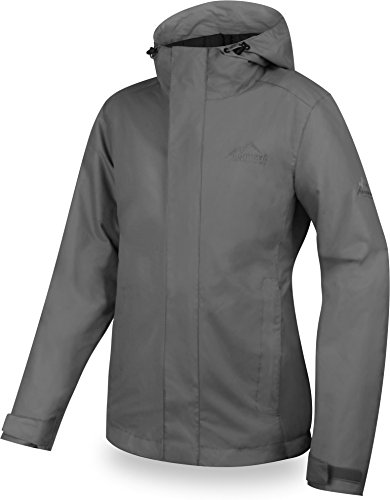 normani Hardshelljacke für Damen mit Kapuze und großen Seitentaschen, Wind- und wasserdicht Farbe Grau Größe XS von normani