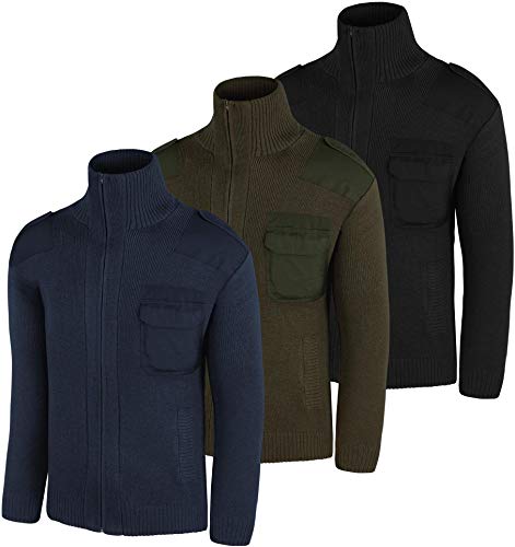 normani Herren Bundeswehr Strickjacke Original nach TL Marine Winter Bundeswehrjacke mit aufnähbaren Deutschlandfahnen Knitted Jumper Farbe Oliv Größe L normani Herren Bundeswehr Strickjacke Original nach TL Marine Winter Bundeswehrjacke mit aufnähbaren Deutschlandfahnen Knitted Jumper Farbe Oliv Größe L von normani