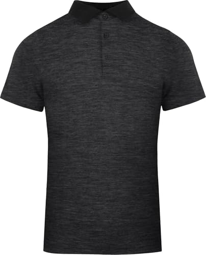 normani Herren Merino Polo-Shirt Kurzarm Sommer T-Shirt mit Kragen Outdoor Polohemd aus 100% Merinowolle Farbe Anthrazit Größe 3XL von normani