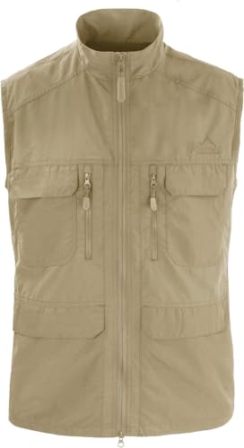 normani Herren Sommerweste leichte Outdoor Weste Ärmellose Weste mit Sonnenschutzfaktor 50+ - Insgesamt 10 Taschen - S bis 10XL Farbe Khaki Größe 10XL normani Herren Sommerweste leichte Outdoor Weste Ärmellose Weste mit Sonnenschutzfaktor 50+ - Insgesamt 10 Taschen - S bis 10XL Farbe Khaki Größe 10XL von normani