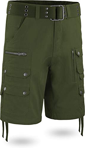 normani Herren Vinatge Sommerhose Shorts Bermuda mit vielen Taschen, leichte atmungsaktive Bio-Baumwolle, ideal für die warmen Sommertage inkl. Gürtel Farbe Oliv Größe L normani Herren Vinatge Sommerhose Shorts Bermuda mit vielen Taschen, leichte atmungsaktive Bio-Baumwolle, ideal für die warmen Sommertage inkl. Gürtel Farbe Oliv Größe L von normani