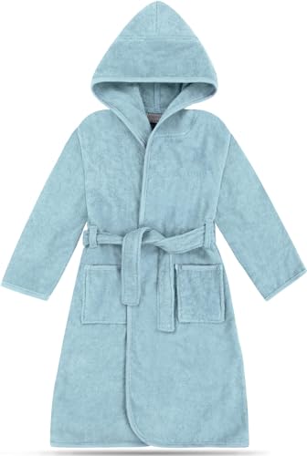 normani Kinder Bademantel auf 100% Bio-Baumwolle Badetuch für Jungen und Mädchen - Frottee Kapuzenbademantel Farbe Himmelblau Größe 86-92 normani Kinder Bademantel auf 100% Bio-Baumwolle Badetuch für Jungen und Mädchen - Frottee Kapuzenbademantel Farbe Himmelblau Größe 86-92 von normani