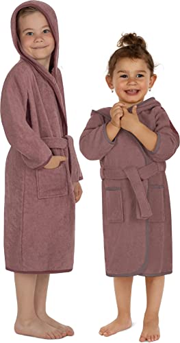normani Kinder Frottee Bademantel aus 100% Bio-Baumwolle - Mädchen und Jungen Bademantel aus saugstarker Baumwolle mit festgenähtem Gürtel Farbe Altrosa Größe 134-140 normani Kinder Frottee Bademantel aus 100% Bio-Baumwolle - Mädchen und Jungen Bademantel aus saugstarker Baumwolle mit festgenähtem Gürtel Farbe Altrosa Größe 134-140 von normani