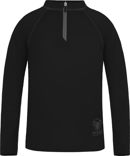 normani Kinder Merino Oberteil mit Zip Melange-Pullover Skipullover Troyer Sweatshirt mit Reißverschluss aus 100% Merinowolle für Junge und Mädchen Farbe Schwarz Größe 110-116 normani Kinder Merino Oberteil mit Zip Melange-Pullover Skipullover Troyer Sweatshirt mit Reißverschluss aus 100% Merinowolle für Junge und Mädchen Farbe Schwarz Größe 110-116 von normani
