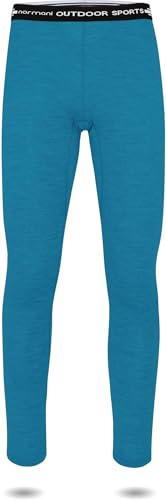 normani Kinder Merino Unterhose Kinderhose Skihose Thermounterhose Funktionshose Thermounterwäsche Baselayer aus 100% Bio-Merinowolle für Junge und Mädchen Farbe Blau Größe 122-128 von normani