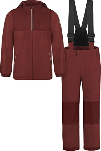 normani Kinder Winter Set - wasserdichte Ski Winterhose mit Hosenträgern und Winterjacke Schneeanzug Ski Set für Jungen und Mädchen Farbe Rot Größe 110-116 von normani