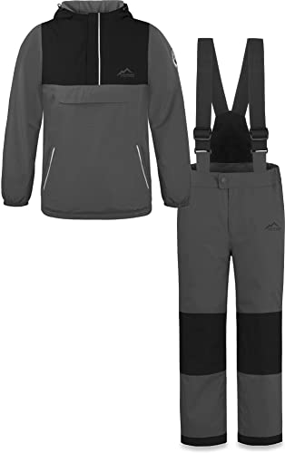 normani Kinder WinterSet wasserdichte Thermohose und Windbreaker Schneeanzug SkiSet für Jungen und Mädchen Farbe Anthrazit Größe S/122-128 von normani